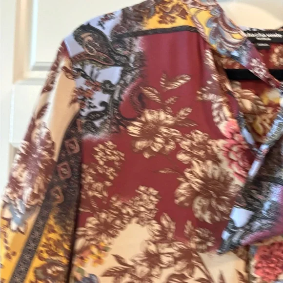 Chacha Vente Boho Paisley Tie Neck High Low Tunic Blouse Size M - Picture 5 of 16